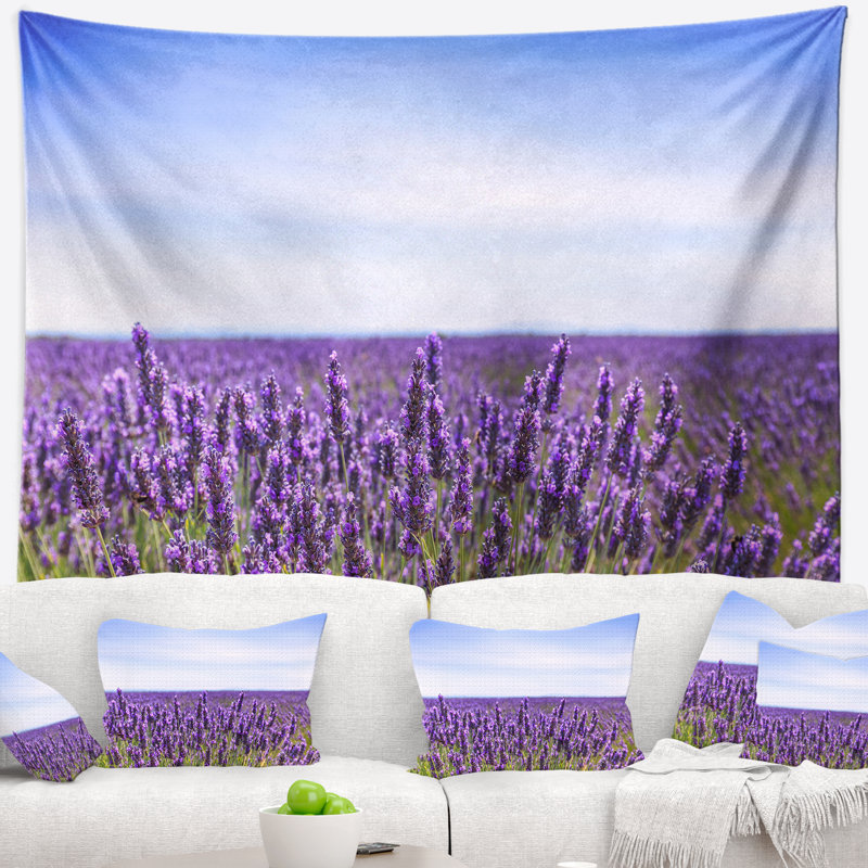 Paysage, vue rapprochée d'une tapisserie de champ de fleurs de lavande, H 32 po x l 39 po