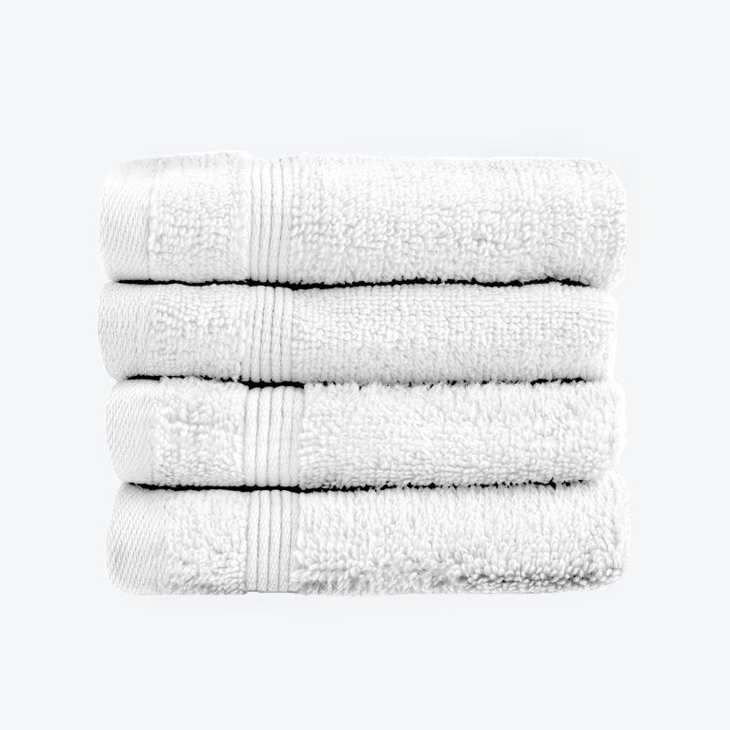 Anishah 4 Piece Egyptian-Quality Cotton Face Cloths Set Quick Dry, White