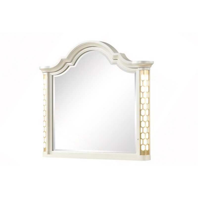 Miroir Jasmine avec éclairage DEL latéral en bois beige (INCLUT SEULEMENT LE MIROIR)