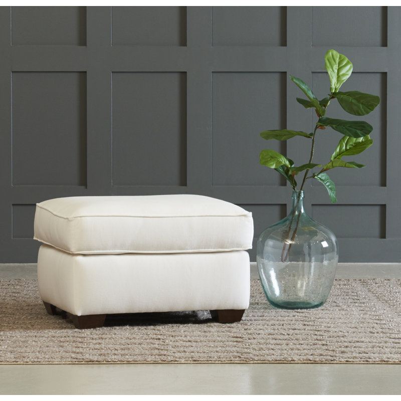Gemi Upholstered Ottoman, Classic Bleach White Twill