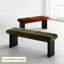 Banc rembourré vert en bois massif-2132019542