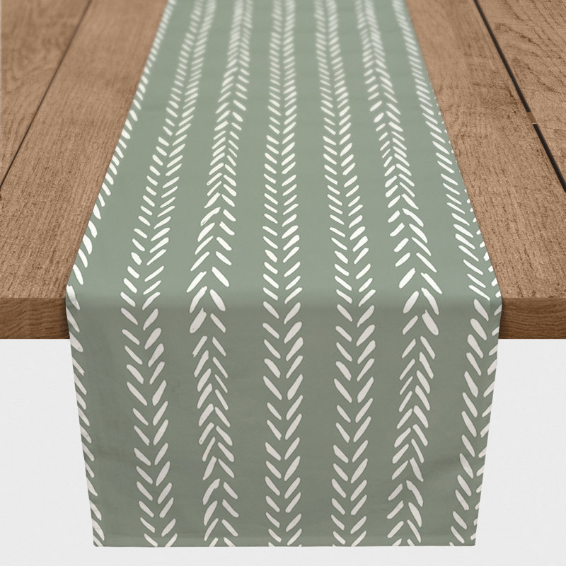 Adlyn Rectangle Polyester Table Runner, 72" x 16", Green