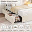 Lit plateforme simple tapissier simple TG avec tête de lit ondulée - Bibliothèque de rangement - 2 tiroirs - Aucun sommier nécessaire - Solution pour chambre à coucher blanche-1133066461-1133066463
