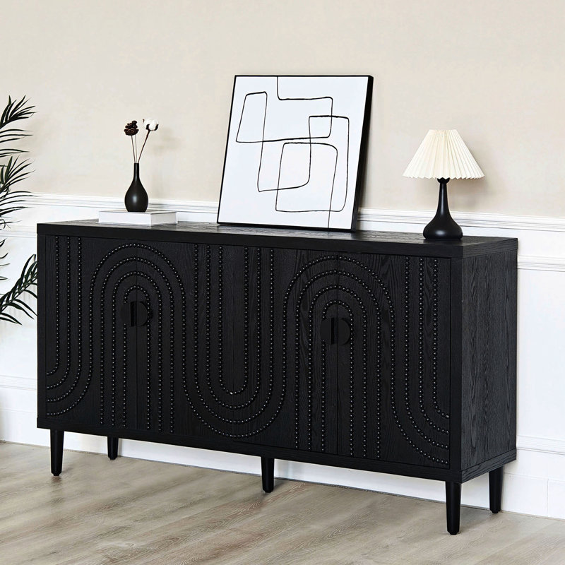 Armoire de rangement moderne en bois à 4 portes pour le salon, entrée avec cuisine de grande capacité