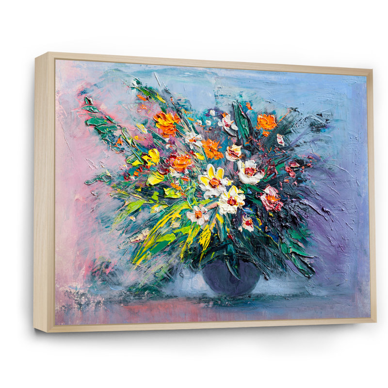 Nature morte pleine Marguerite Bouquet - reproduction de cadre flottant sur toile, H 30 po x l 40 po x P 1,5 po
