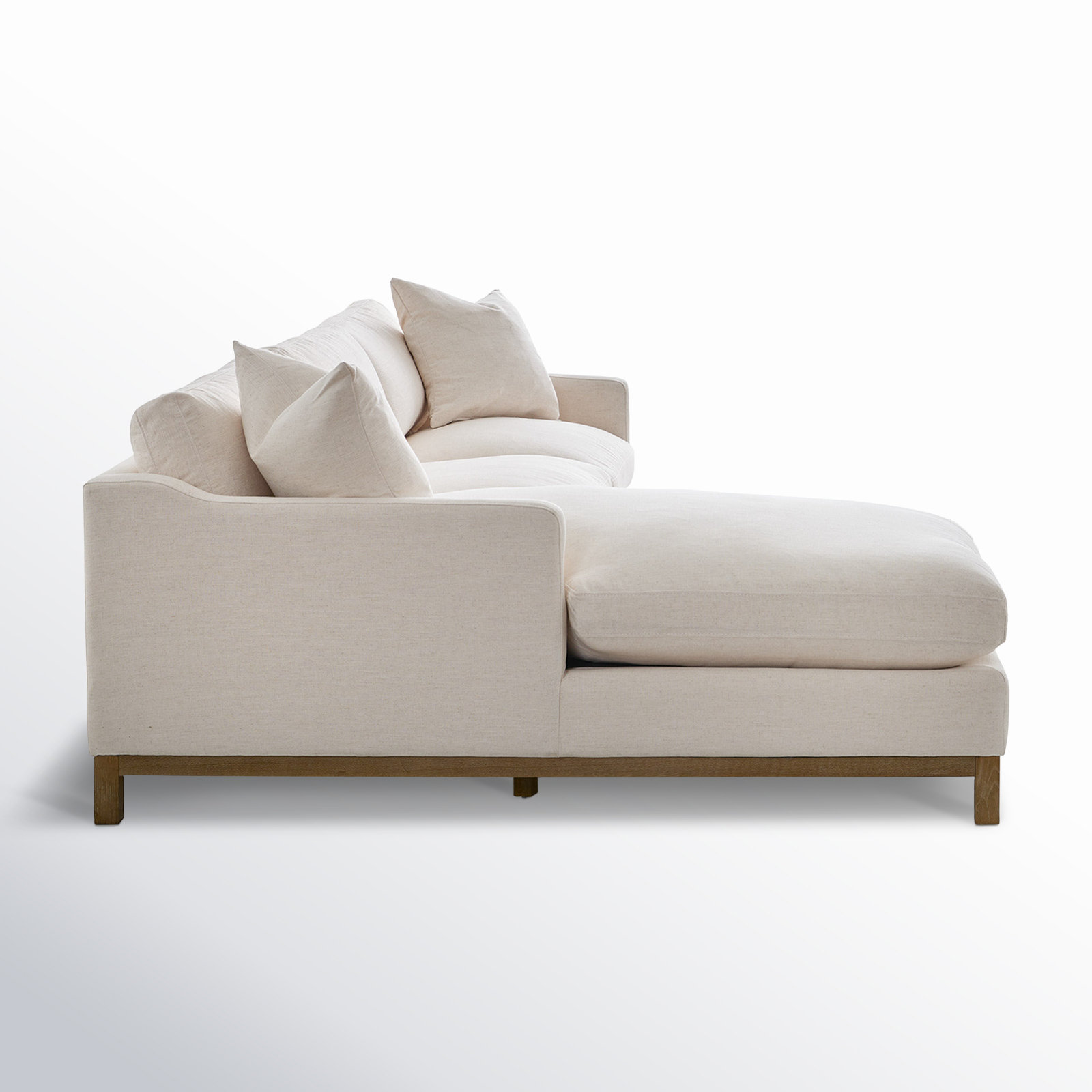 Cami Solid Wood Sofa and Chaise, Cloud Linen Blend, Left Hand Facing