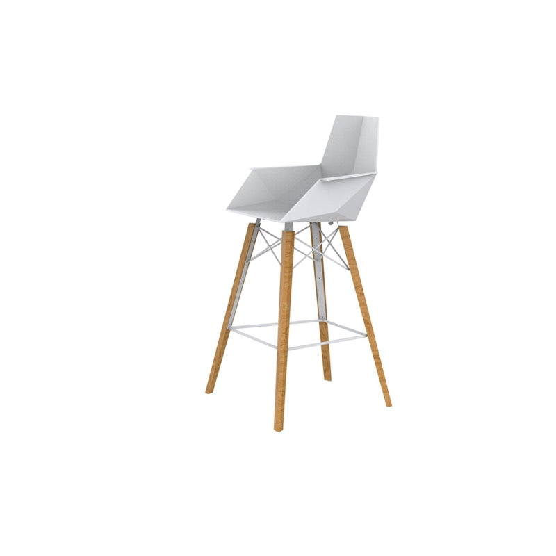 Faz Wood - Bar Stool With Arms - Set Of 4 - Basic/Injection, White/Oak