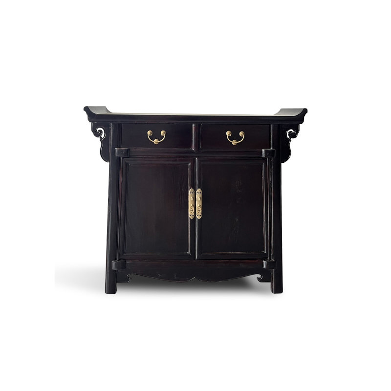 Armoire à chaussures en bois d'orme neuf style chinois, Noir