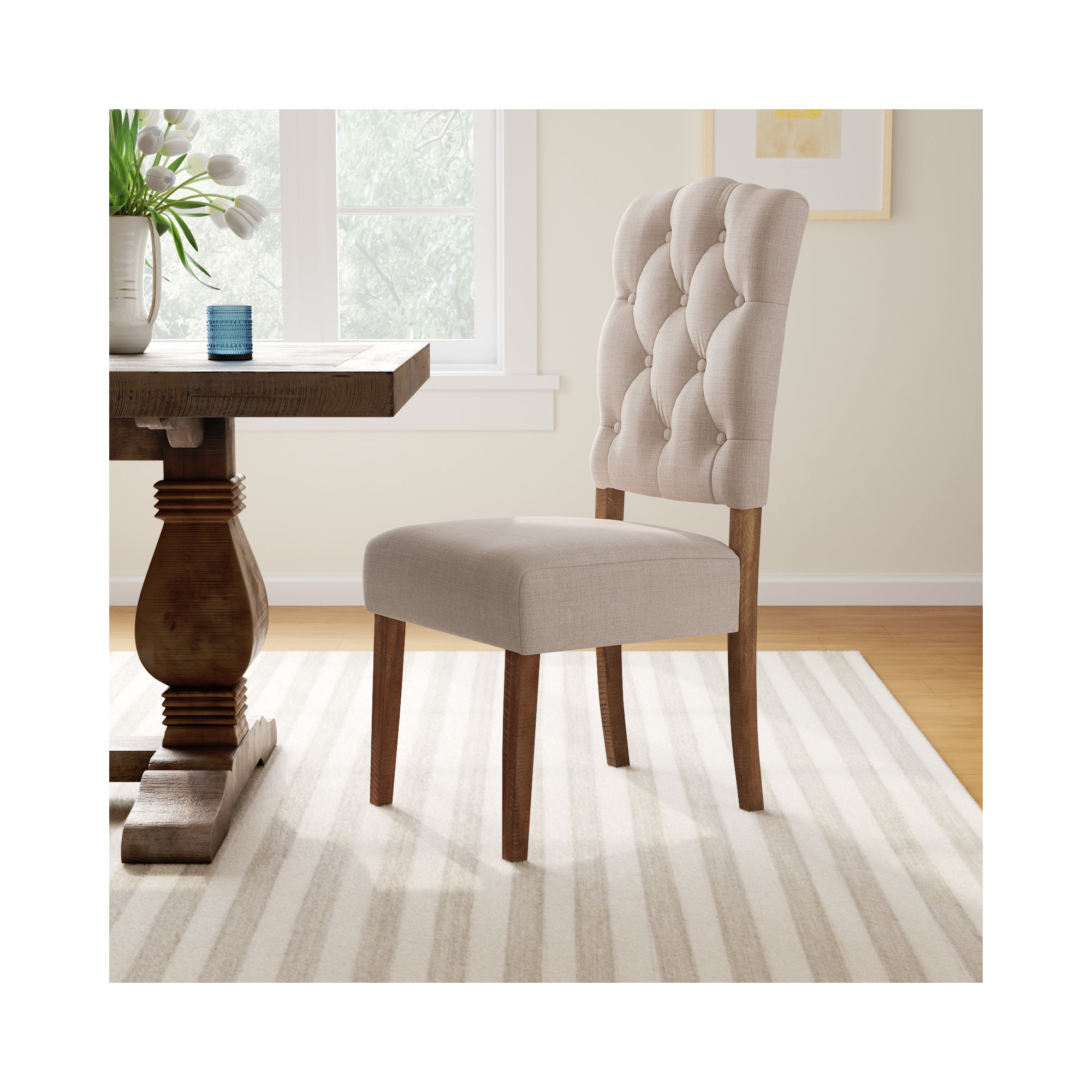 Bianca Tufted Parsons Chair, Medium Brown