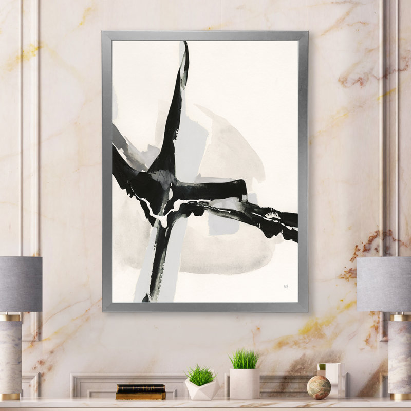 « abstract neutral i », reproduction d’image sur toile, Cadre argenté, H 46 po x l 36 po x P 1,5 po
