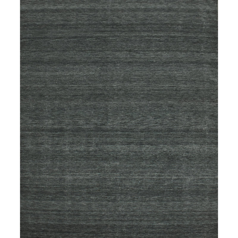 Hand Knotted Wool Area Rug in Charcoal And Grey, Rectangle 8' x 10'