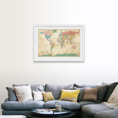 Francy, «Carte politique de la carte du monde» par Micheal Tompsett - impression d'art graphique