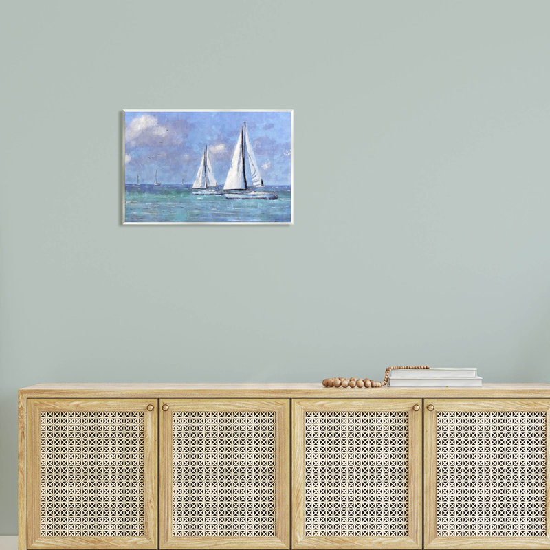 Voiliers à la dérive, ciel bleu vif, art mural par Nina Blue, H 13 po x l 19 po x P 0,5 po