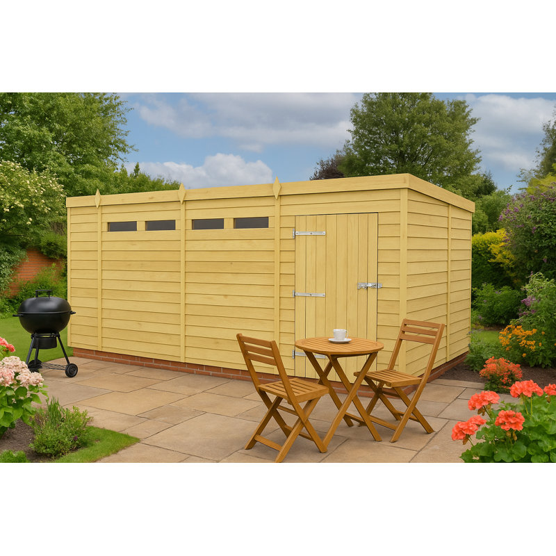 14ft x 5ft Pent Security Shed - Single Door