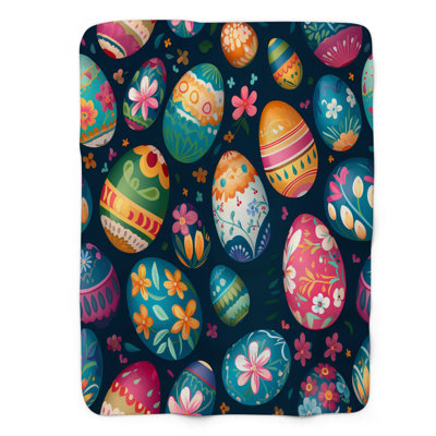 Décoration œufs floraux décorés - couverture Sherpa de qualité supérieure 1 pièce