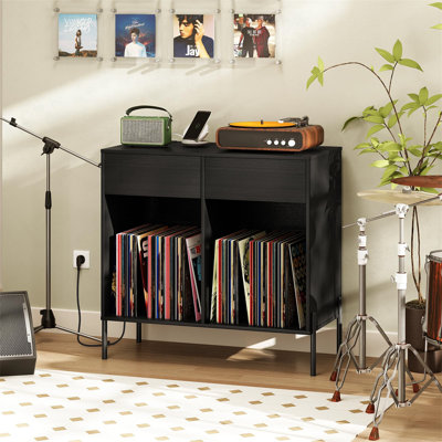 Large Record Player Stand With Charging Station by George Oliver