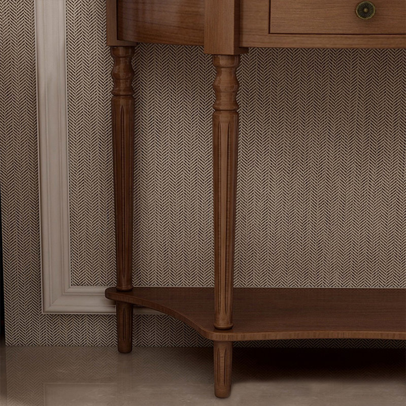 Console demi-cercle en bois massif brun, H 23,62 po x l 31,5 po x P 11,81 po