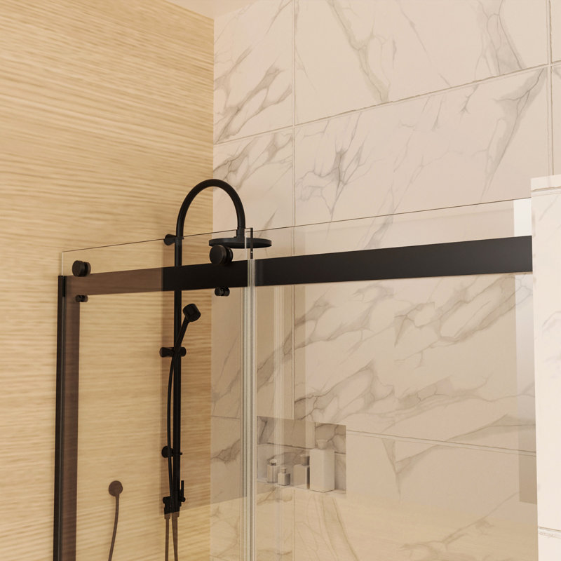 Shower Door In Matte Black With 5/16" (8 Mm) Clear Glass