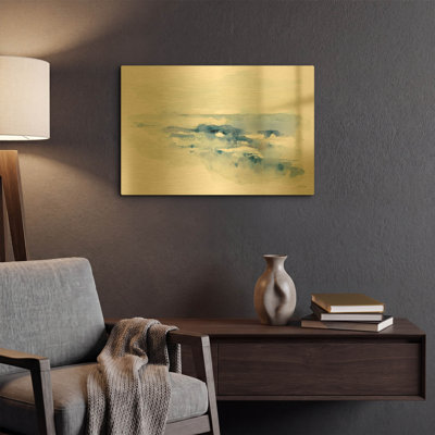 «Shoreline Blues II» par Katrina Pete, art mural en métal doré, 24 po x 16 po