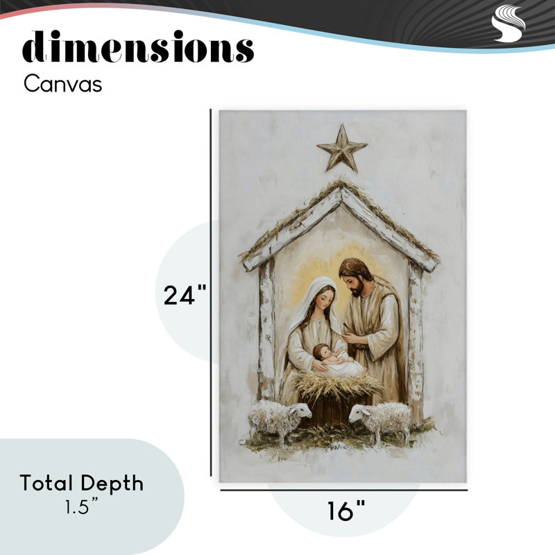 Petits agneaux et toile de la Nativité, design par Petal Prints Design, H 24 po x l 16 po