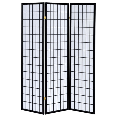 3 - Panel Folding Screen In Black Color, Using Rubberwood And White Paper, 69.6 Inches High, 52 Wide, For Functional Aesthetic Space Division Room Divider Screen, Tall, Creates Elegant Atmosphere Any
