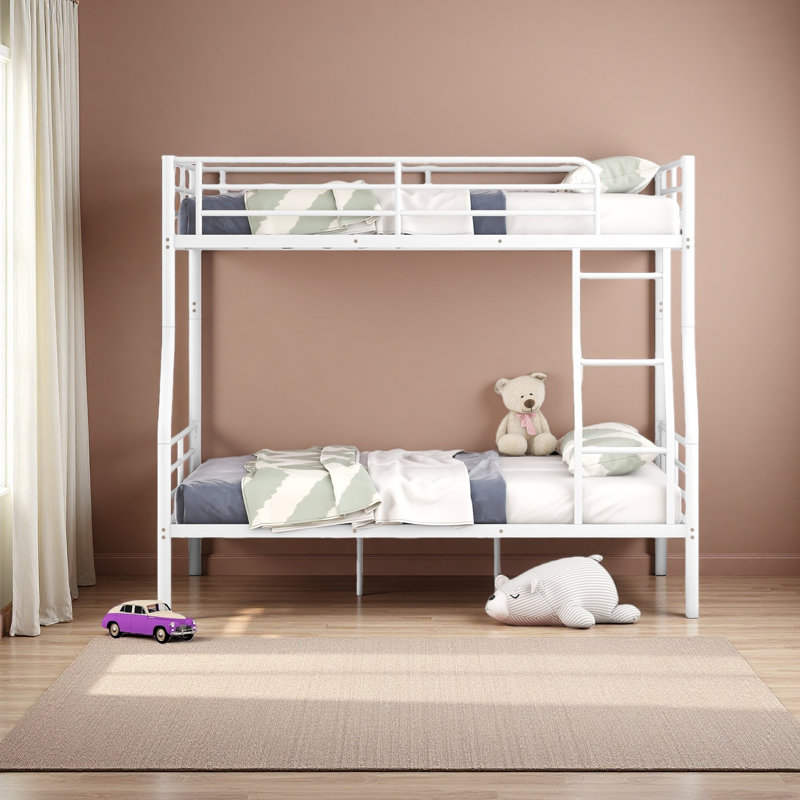 Full XL Over Queen Metal Bunk Bed, White