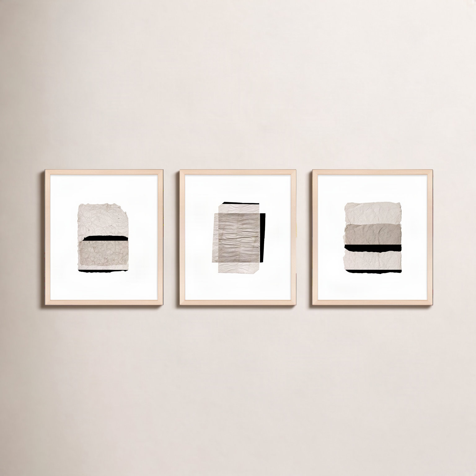 Zinfandel "Fiber" 3-Piece Print Set, Maple Framed, 25" H x 20" W  x 1.25" D