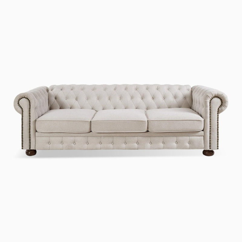 Causeuse coussin beige en coton et lin