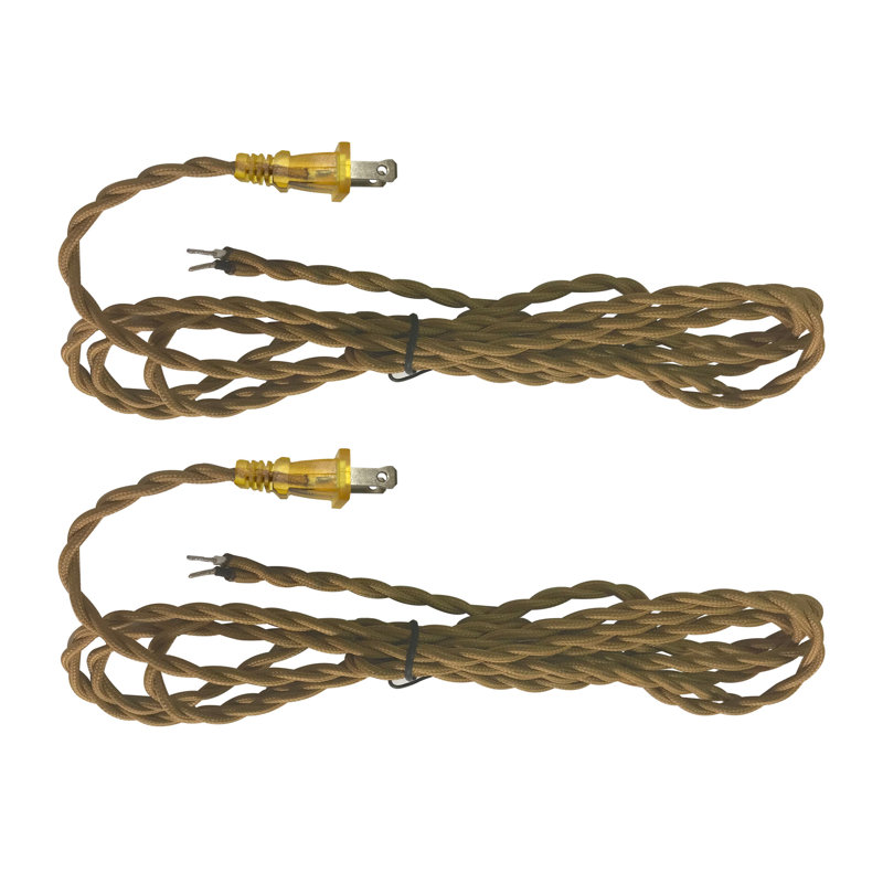 Cordon de lampe torsadée couvert de tissu, Or