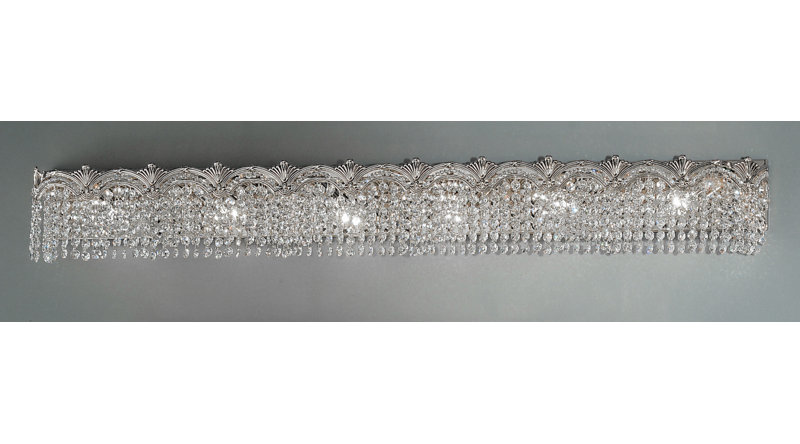 Barre d’éclairage de salle de bain 6 lumières Exum, Chrome avec patine noire, Crystalique plus