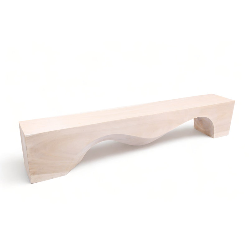 Solid Wood Bench, 17.7" H x 94.5" W x 14.6" D, White
