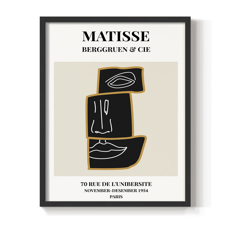 Matisse CXLII, reproduction encadrée - bois massif, Noir, H 10 po x l 8 po