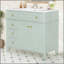 Meuble-lavabo 36 po avec lavabo, armoire en bois massif vert avec tiroir rabattable, 3 tiroirs et 2 portes à fermeture en douceur, poignées dorées et design moderne, deux ensembles