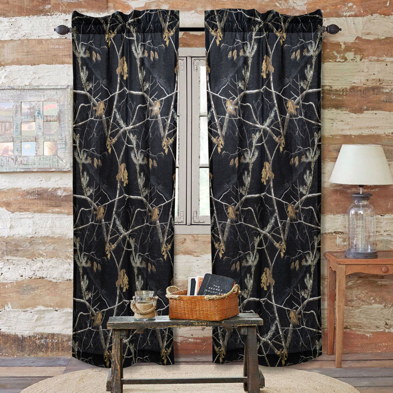Rideau à tringle camouflage et chasse camouflage 100% polycoton noir Realtree AP 42 po x 87 po, Noir