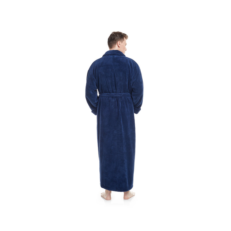 Peignoir en molleton pour cheville avec poches, Grand / Très grand, Bleu marine