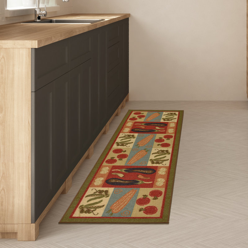 Non-Slip Rubberback Vegetables Kitchen Runner Rug, Runner 1'8" x 4'11"
