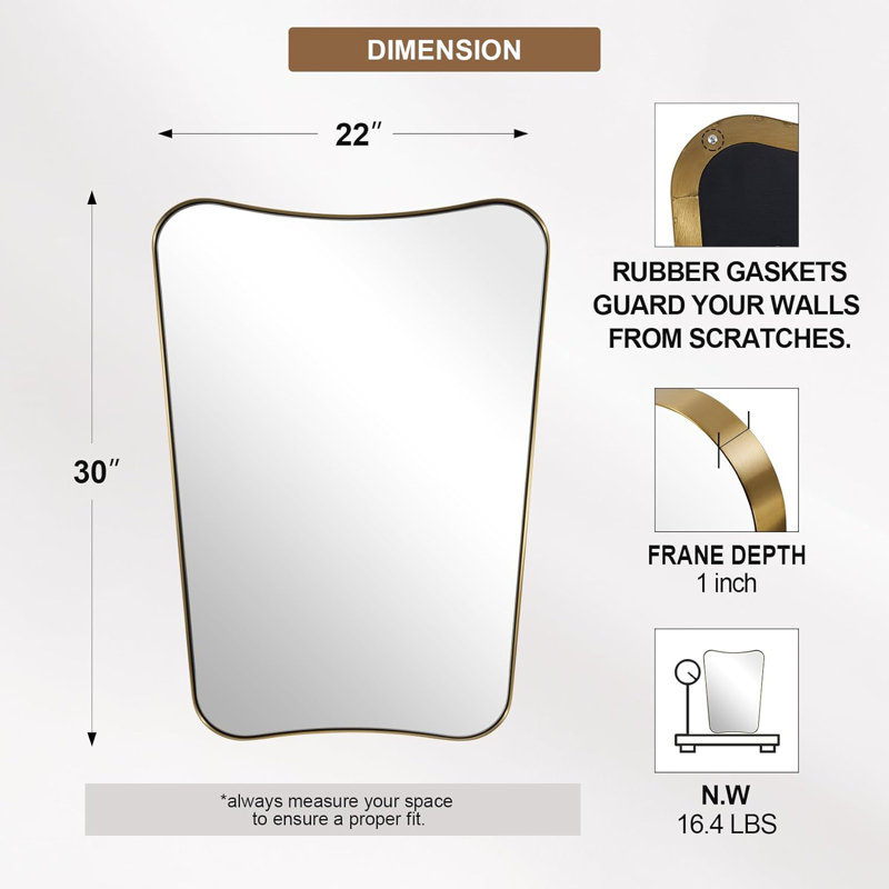 Elaxi Modern Scalloped Bathroom Wall Mirror
