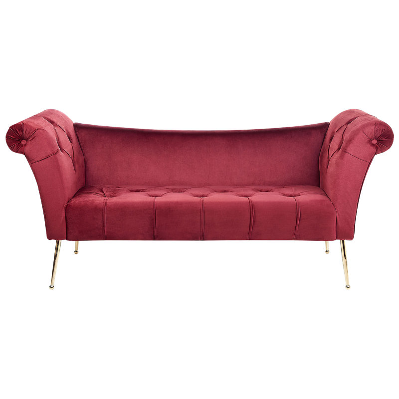 Lotsee Velvet Chaise Lounge, Red
