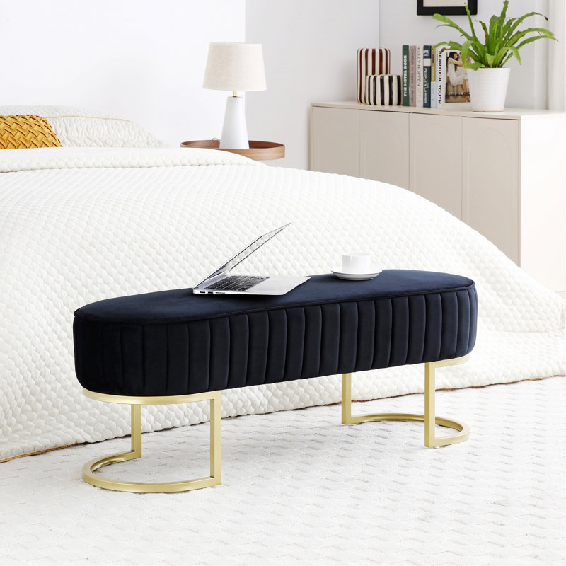 Modern Ottoman Bench,Upholstered Sherpa Fabric Bench,Shoe Bench Footrest Entryway Bench Coffee Table