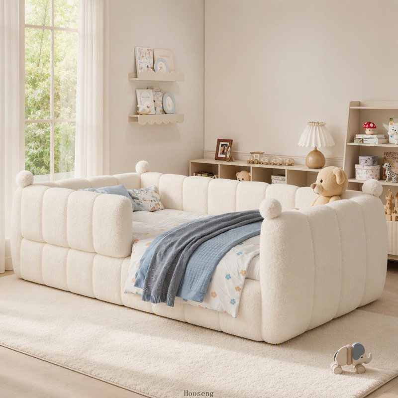 Lit simple tapissier Montessori, Lit simple, Beige