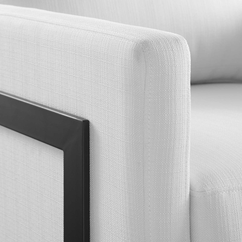 Fauteuil d'appoint en tissu Posse, Polyester blanc, Noir