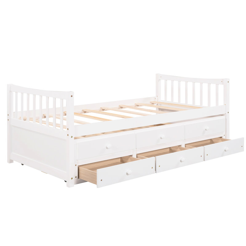 And Twin Daybed With Trundle Practical Storage - White Size Drawers Comfortable Living, White
