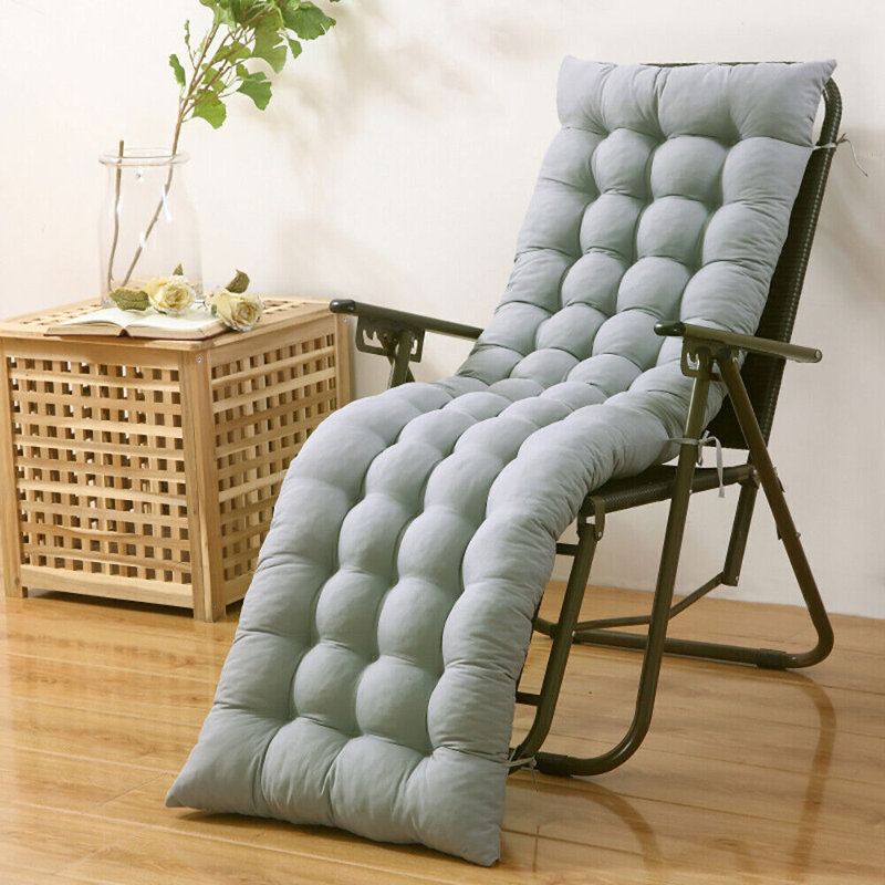 61"X19" Deck Lounge Chair Cushion Soft Seat Patio Cushion Covers Seat Pad Recliner Mat, Solid Color, Gray