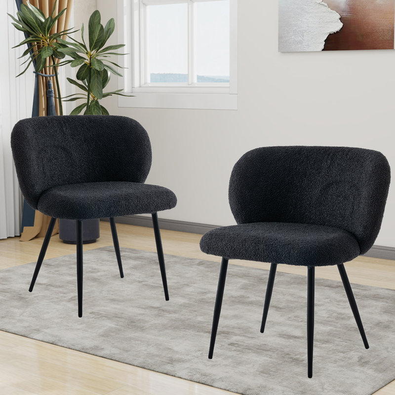 Modern Oversized Teddy Dining Chairs ,High Back Comfort Chairs, Black, Black