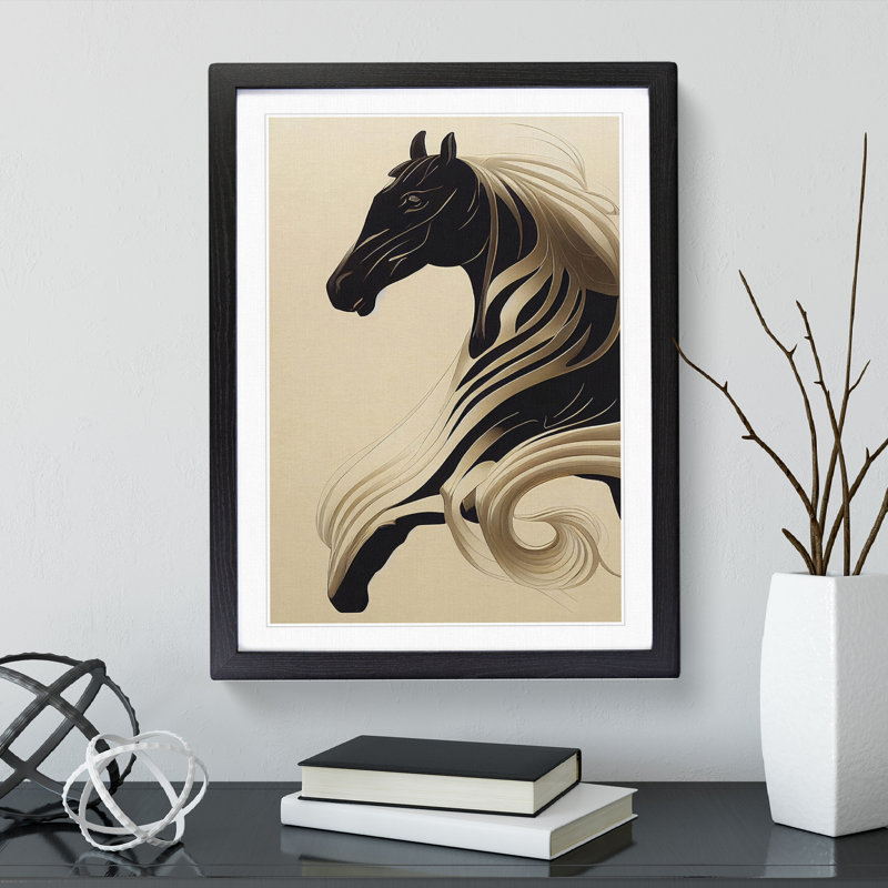 XV1022-791X Art Nouveau Horse No.5 - Single Picture Frame Print, Black, 64cm H x 46cm W