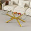 Table basse 39,37 "rectangulaire en verre trempé transparent, design élégant avec pieds en métal, table basse pour le salon-212059523-212059535