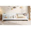 Lit plateforme simple en bois avec garde-corps et tablettes de rangement, blanc-133231914