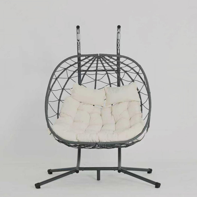 Fauteuil pour 2 personnes avec support pour l'intérieur et l'extérieur, confortable balancelle suspendue en osier pour la détente