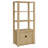 Laury Media Tower With 3 Open Shelves, 2 Cabinet Doors, Light Oak Wood