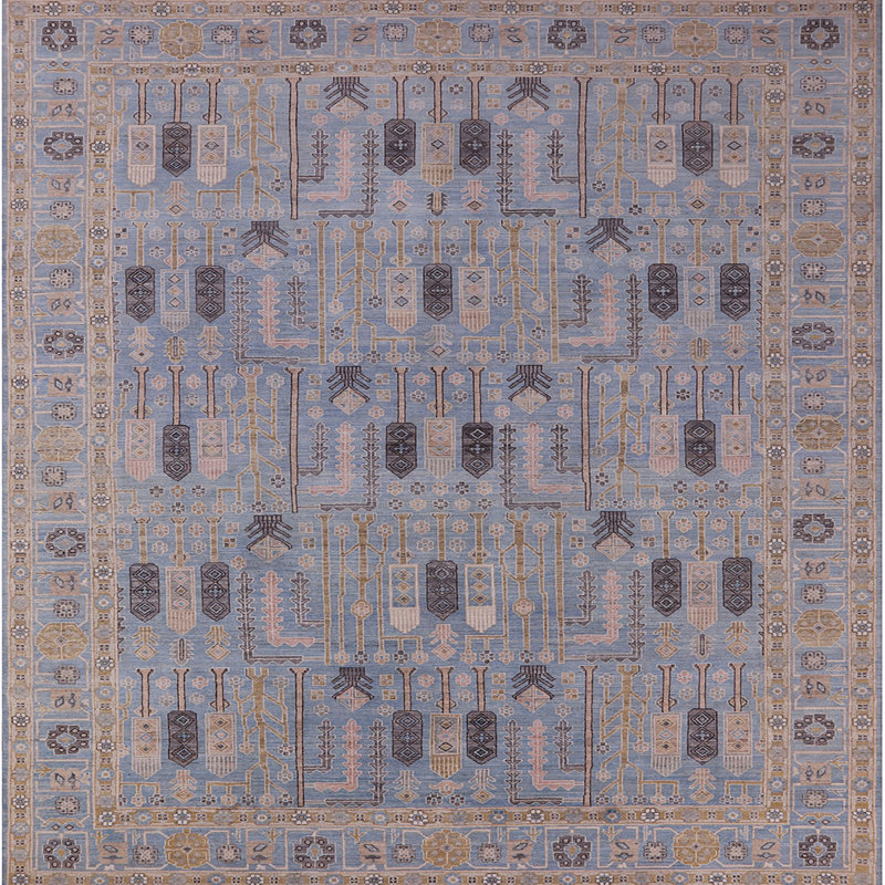 Tapis bleu clair, Carré 7 pi